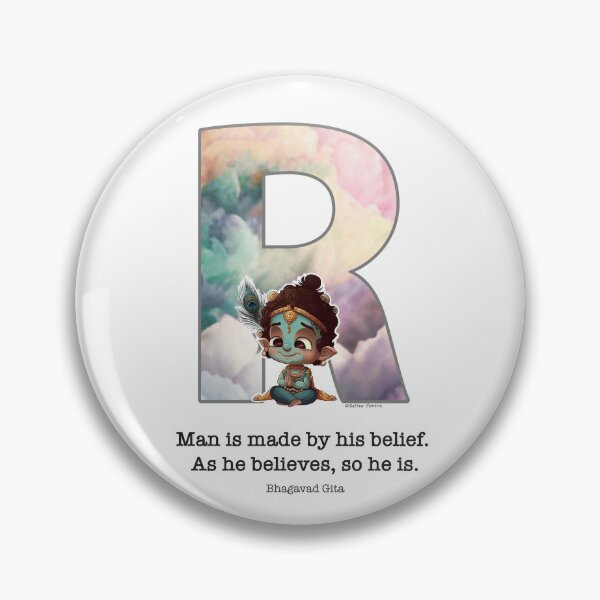 Item preview, Letter R Lord Shri Krishna Quote designed and sold by SattvaCentric.