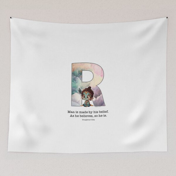 Item preview, Letter R Lord Shri Krishna Quote designed and sold by SattvaCentric.