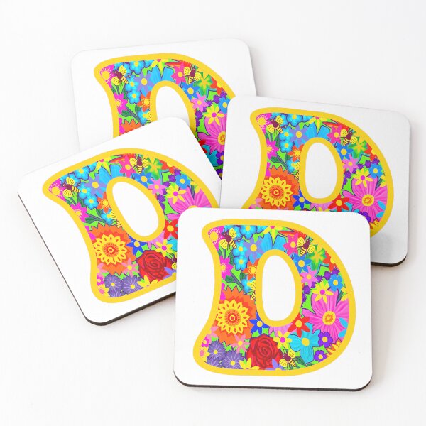 Item preview, Yellow Floral Alphabet Letter D – Colorful Boho Psychedelic Flower Typography Art designed and sold by Vividality.