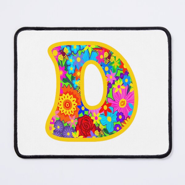 Item preview, Yellow Floral Alphabet Letter D – Colorful Boho Psychedelic Flower Typography Art designed and sold by Vividality.