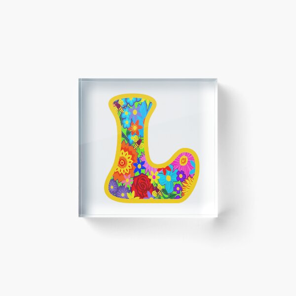 Item preview, Yellow Floral Alphabet Letter L – Colorful Boho Psychedelic Flower Typography Art designed and sold by Vividality.