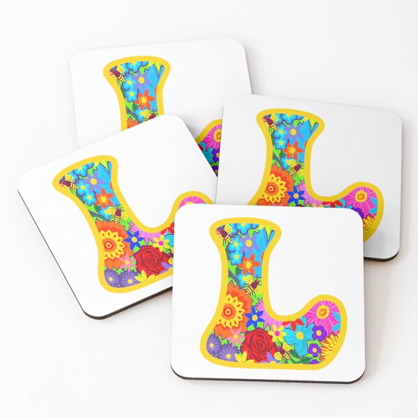 Item preview, Yellow Floral Alphabet Letter L – Colorful Boho Psychedelic Flower Typography Art designed and sold by Vividality.