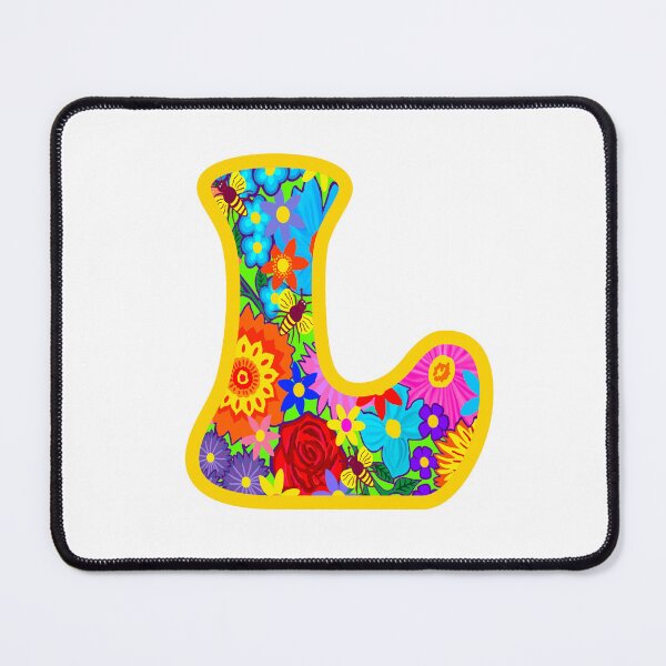 Item preview, Yellow Floral Alphabet Letter L – Colorful Boho Psychedelic Flower Typography Art designed and sold by Vividality.