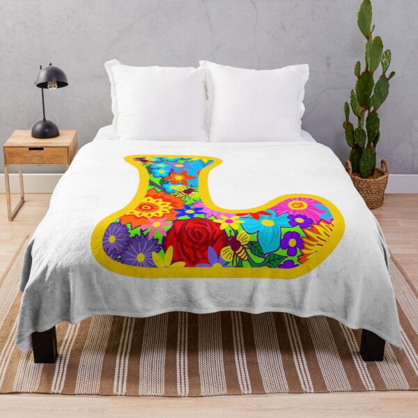 Item preview, Yellow Floral Alphabet Letter L – Colorful Boho Psychedelic Flower Typography Art designed and sold by Vividality.