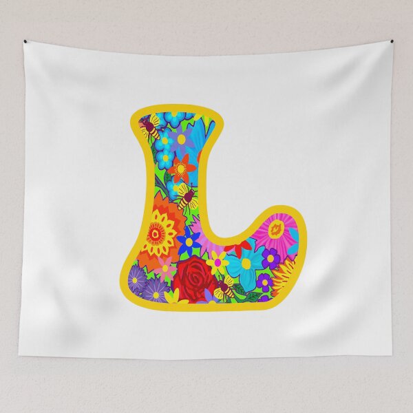 Item preview, Yellow Floral Alphabet Letter L – Colorful Boho Psychedelic Flower Typography Art designed and sold by Vividality.