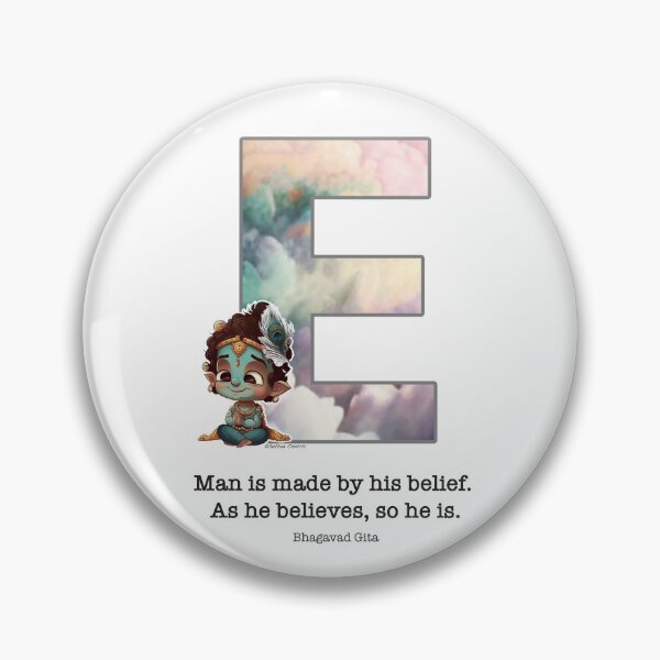 Item preview, Letter E Lord Shri Krishna Quote designed and sold by SattvaCentric.