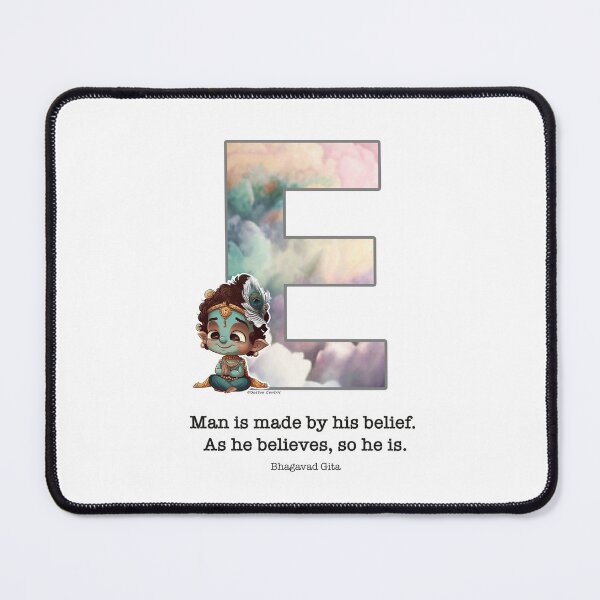 Item preview, Letter E Lord Shri Krishna Quote designed and sold by SattvaCentric.
