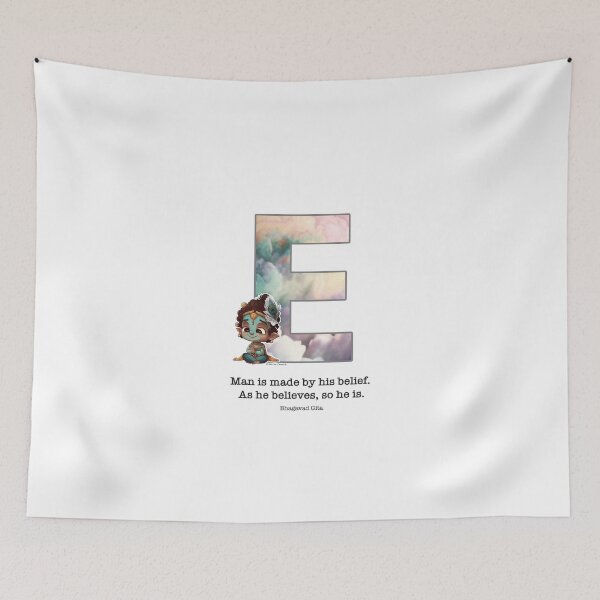 Item preview, Letter E Lord Shri Krishna Quote designed and sold by SattvaCentric.