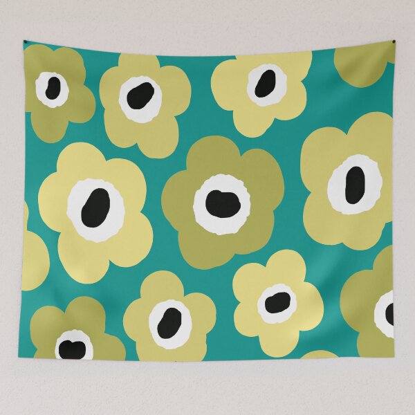 Item preview, Iconic Modern Scandinavian Flower Pattern in Gradient Green designed and sold by Deutschic.