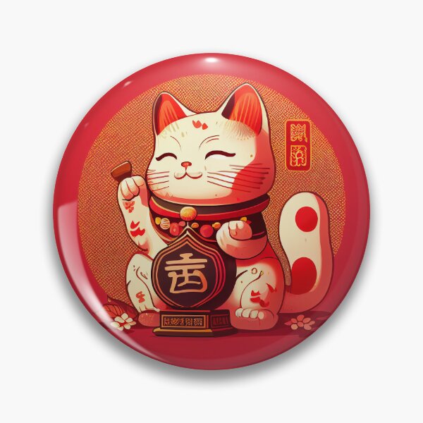 Item preview, Maneki neko cat of luck and fortune red designed and sold by Quiki.