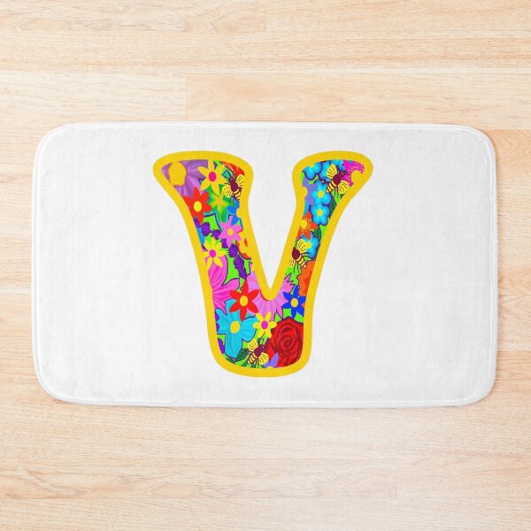 Item preview, Yellow Floral Alphabet Letter V – Colorful Boho Psychedelic Flower Typography Art designed and sold by Vividality.