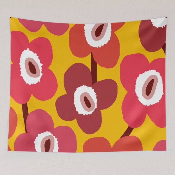 Item preview, Iconic Retro Scandinavian Floral Pattern in Yellow and Pink designed and sold by Deutschic.