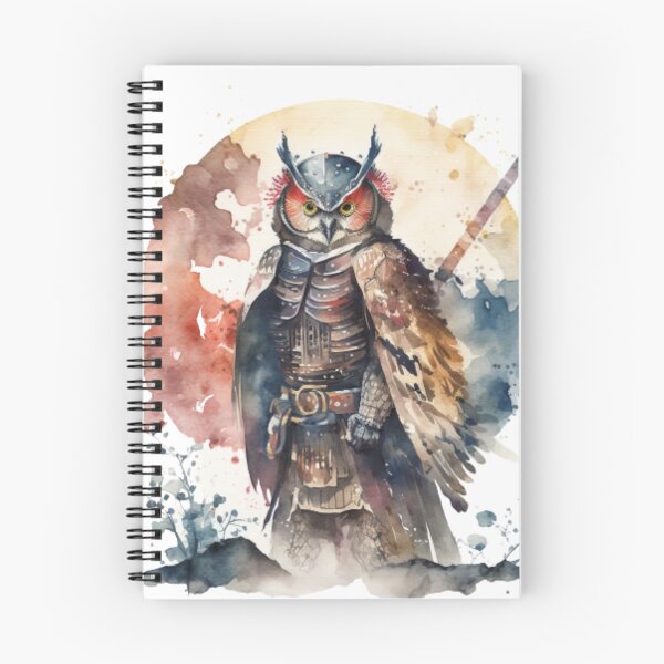 Aperçu de l'œuvre Aquarelle de hibou samouraï créée et vendue par AdvancedApe.