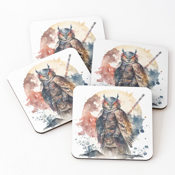 Item preview, Samurai Owl Watercolor designed and sold by AdvancedApe.