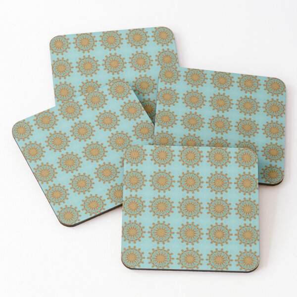 Aperçu de l'œuvre Turquoise and Gold gemmed Kaleidoscope pattern 17 créée et vendue par Swabcraft.
