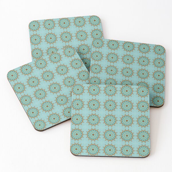 Aperçu de l'œuvre Turquoise and Gold gemmed Kaleidoscope pattern 18 créée et vendue par Swabcraft.
