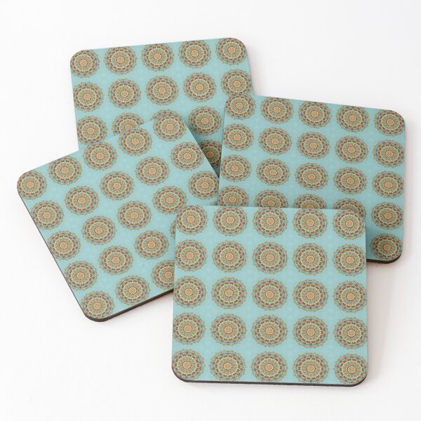 Aperçu de l'œuvre Turquoise and Gold gemmed Kaleidoscope pattern 19 créée et vendue par Swabcraft.