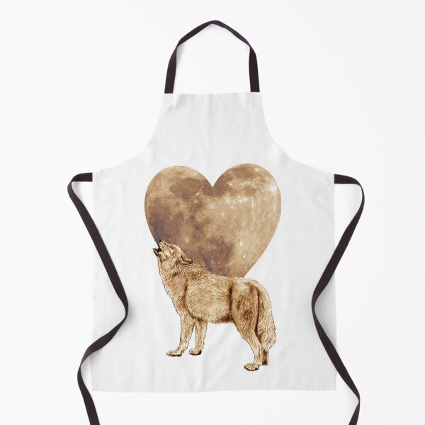 Item preview, Howling wolf, heart shape moon background - brown colorized version designed and sold by SylvieG18.