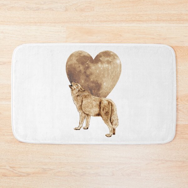 Item preview, Howling wolf, heart shape moon background - brown colorized version designed and sold by SylvieG18.