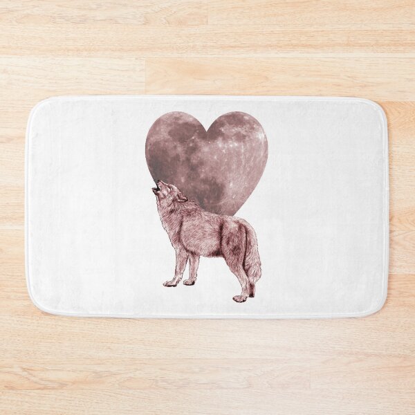 Item preview, Howling wolf, heart shape moon background - brown-red colorized version designed and sold by SylvieG18.