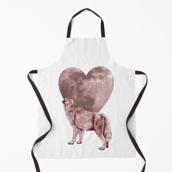 Item preview, Howling wolf, heart shape moon background - brown-red colorized version designed and sold by SylvieG18.