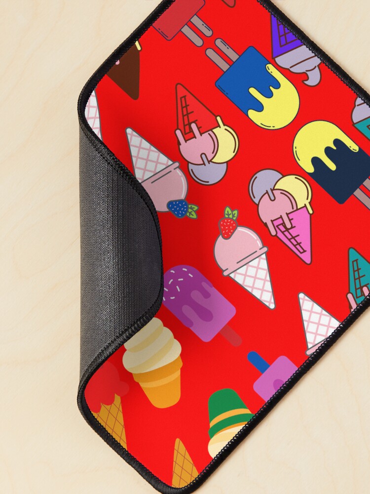 Thumbnail 2 of 5, Mouse Pad, Ice Cream Flavour Red Background designed and sold by DesignMore21.
