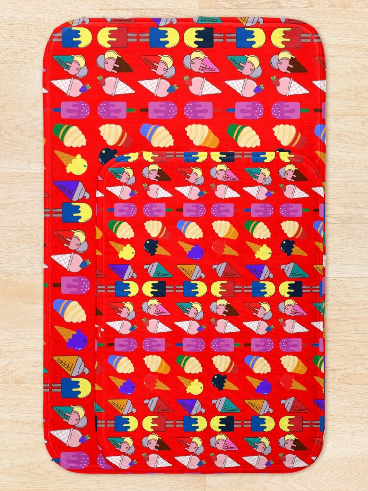 Thumbnail 5 of 6, Bath Mat, Ice Cream Flavour Red Background designed and sold by DesignMore21.