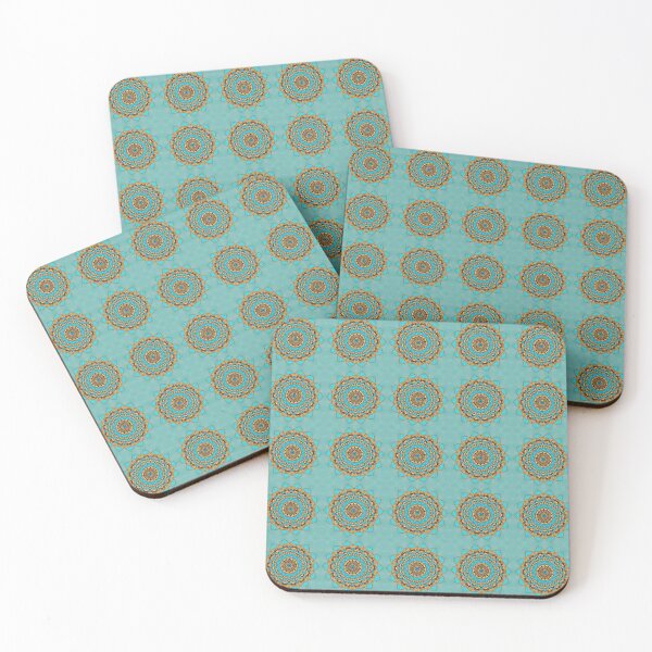 Aperçu de l'œuvre Turquoise and Gold gemmed Kaleidoscope pattern 23 créée et vendue par Swabcraft.
