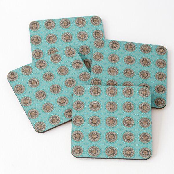 Aperçu de l'œuvre Turquoise and Gold gemmed Kaleidoscope pattern 24 créée et vendue par Swabcraft.