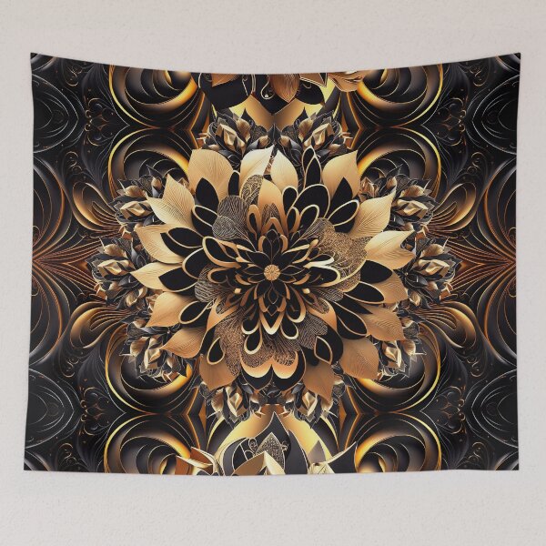 Item preview, Elegant Luxury Golden Floral Abstract Art designed and sold by SyanArt.