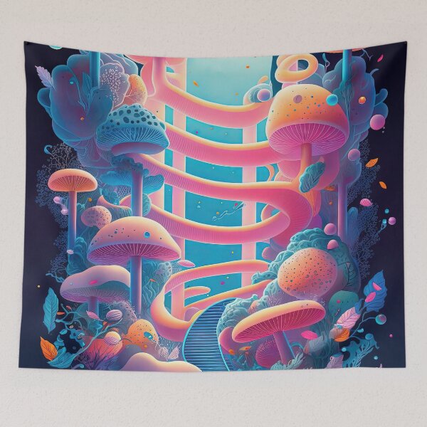 Item preview, Stairway to Mushroom Paradise, Psychedelic Sumptuous and Gorgeous Fantasy Image - Very High Resolution - Original Artwork designed and sold by CloudofKnowing.