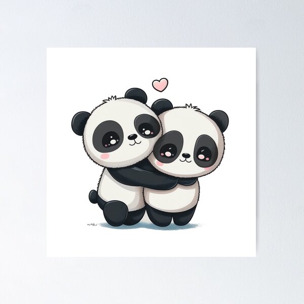 Cute Panda Kawaii Chibi Hand drawn Illustration | Poster