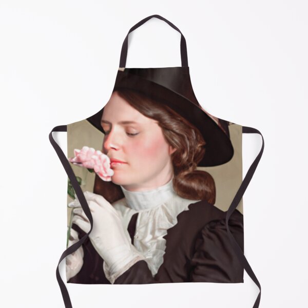 Item preview, Victorian Lady Smelling Soft Pink Rose Flower designed and sold by Flowerartlovers.