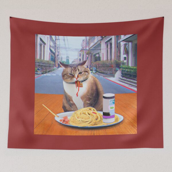 Item preview, Cat Eating Spaghetti designed and sold by sarahaviv.