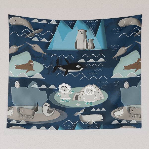 Item preview, arctic animals blue designed and sold by susycosta.