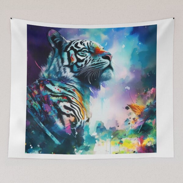 Item preview, Solitary White Tiger | Rare Bengal Tiger | Endangered Predator designed and sold by Verdant Rose Studio.