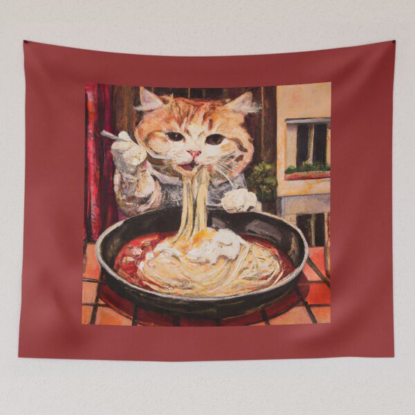 Item preview, messy Cat Eating Spaghetti designed and sold by sarahaviv.