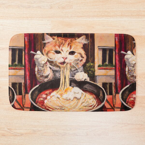 Item preview, messy Cat Eating Spaghetti designed and sold by sarahaviv.