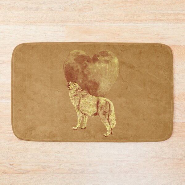 Item preview, Howling wolf, heart shape moon background - marbling brown version designed and sold by SylvieG18.