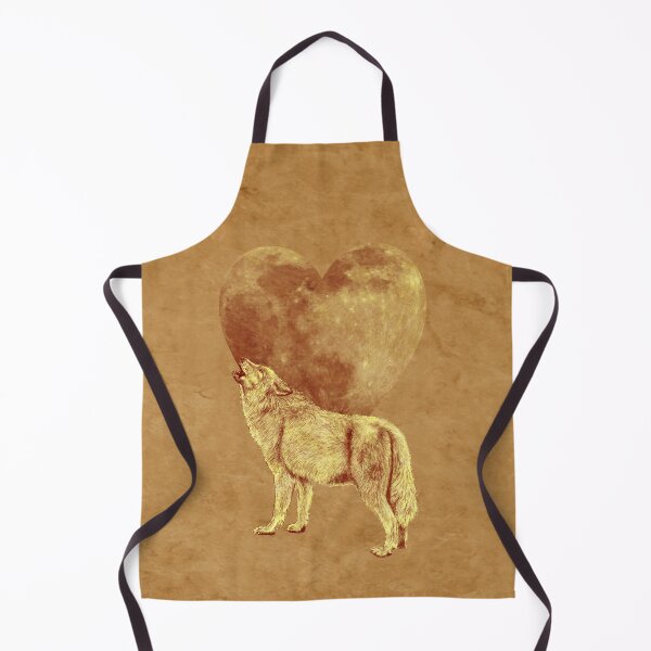 Item preview, Howling wolf, heart shape moon background - marbling brown version designed and sold by SylvieG18.