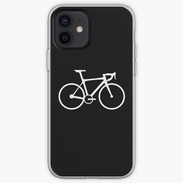 Bicycle. Racing Bike. Road Bike. Racing Bicycle. White on Black. iPhone Soft Case