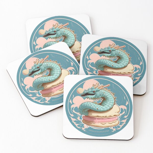 Item preview, Dragon macaron floral - japanese dragon sticker  designed and sold by dreamwish.