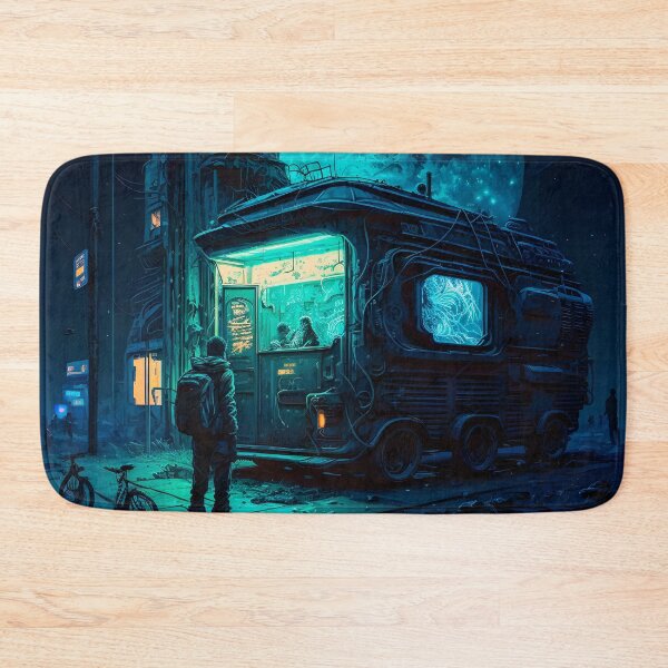 Item preview, Cyberpunk Post Apocalypse Full Moon - Man in Dilapidated City designed and sold by AIWanderer.