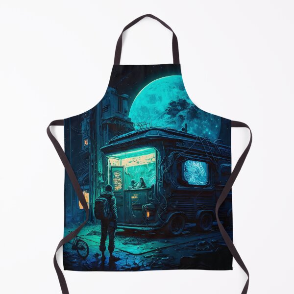 Item preview, Cyberpunk Post Apocalypse Full Moon - Man in Dilapidated City designed and sold by AIWanderer.