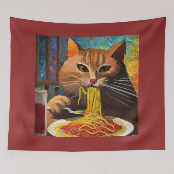 Item preview, Cat Eating Spaghetti designed and sold by sarahaviv.