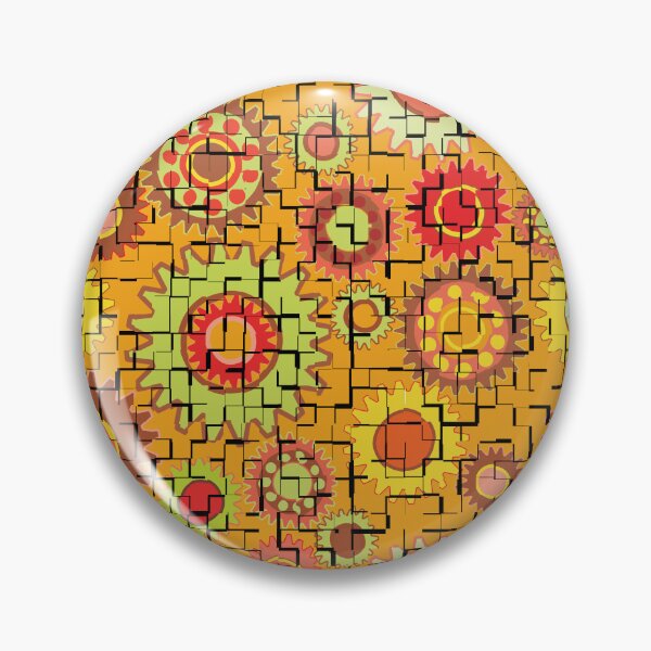 Item preview, Broken Tiled Gears Warm Colors Pattern designed and sold by BartholGraphics.