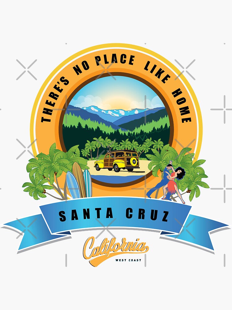 "Surf City Santa Cruz Logo There is no Place Like Home Dark" Sticker