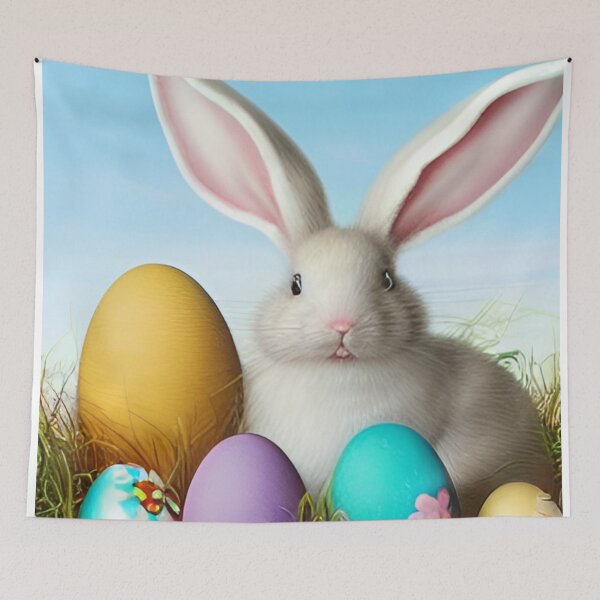 Item preview, Colorful Festive Easter Eggs Easter Bunny Spring Flowers Version 28 designed and sold by DreamingAwake1.