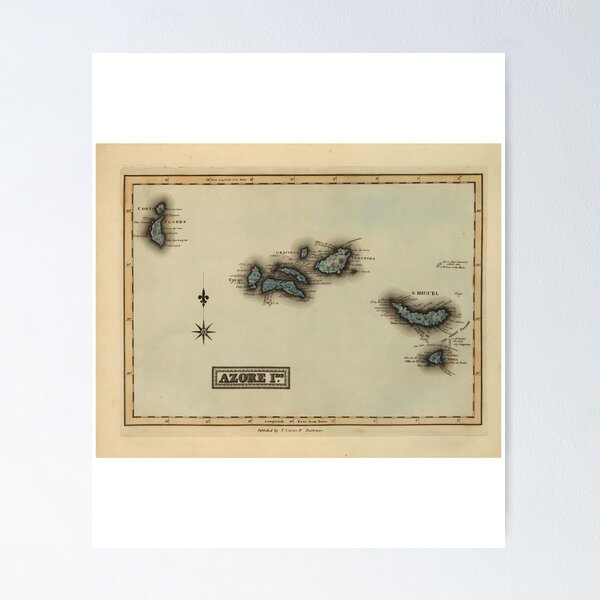 Item preview, Vintage Azores Islands Map (1823)  designed and sold by arleetiiuc.