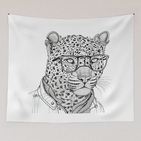 Item preview, Leopard human style Smart Leopard with glasses & Jacket designed and sold by MaxEXP.